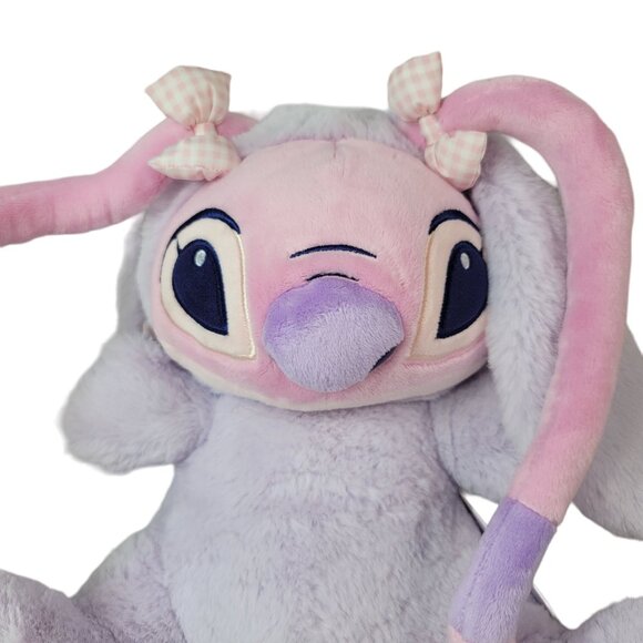 Disney Angel Plush Toy Purple Pink 12" Stitch Girlfriend Stuffed Gingham Bow NWT - Picture 2 of 11